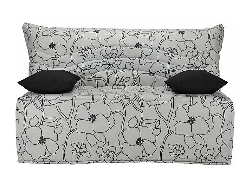 Banquette BZ grise imprimée 160x200 Matelas Starconfort 12cm Pétales