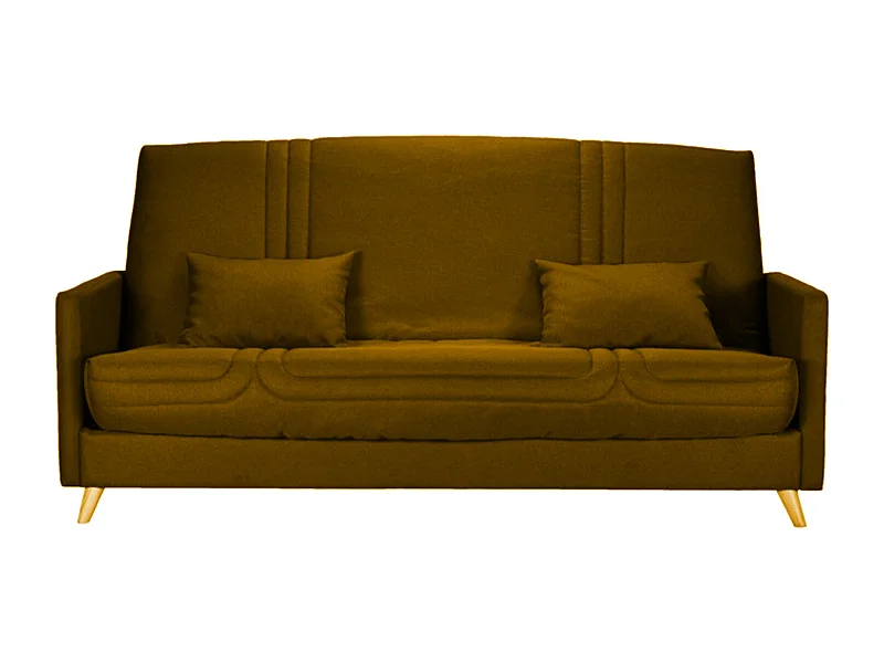 Banquette Clic-clac tissu 130x190 matelas Starbed 13cm avec rangement Soly-Couleur Jaune miel