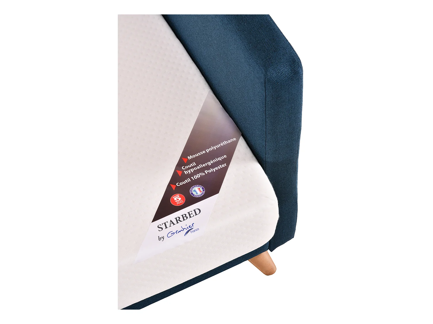 Banquette Clic-clac tissu 130x190 matelas Starbed 13cm avec rangement Soly-Couleur Jaune miel