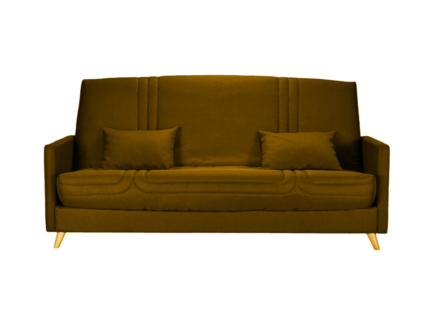 Banquette Clic-clac tissu 130x190 matelas Starbed 13cm avec rangement Soly-Couleur Jaune miel