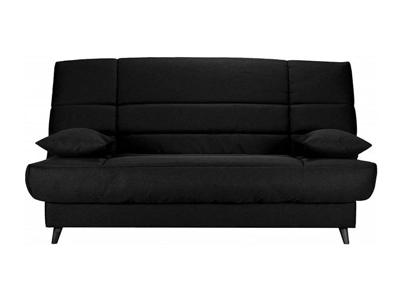 Banquette Clic-clac tissu 130x190 matelas Bultex 14cm avec rangement Boky-Couleur Noir