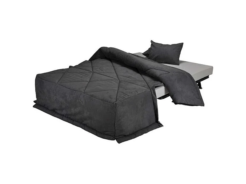Banquette BZ microfibre matelas Bultex 15cm Master 140x200-Couleur Gris foncé-Coffre de rangement Avec rangement