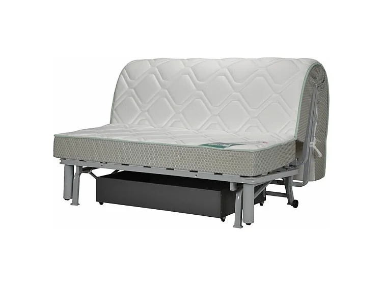Banquette BZ microfibre matelas Bultex 15cm Master 140x200-Couleur Gris foncé-Coffre de rangement Avec rangement