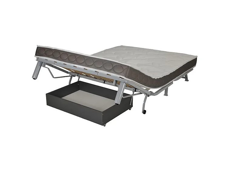 Banquette BZ microfibre matelas Bultex 15cm Master 140x200-Couleur Gris foncé-Coffre de rangement Avec rangement