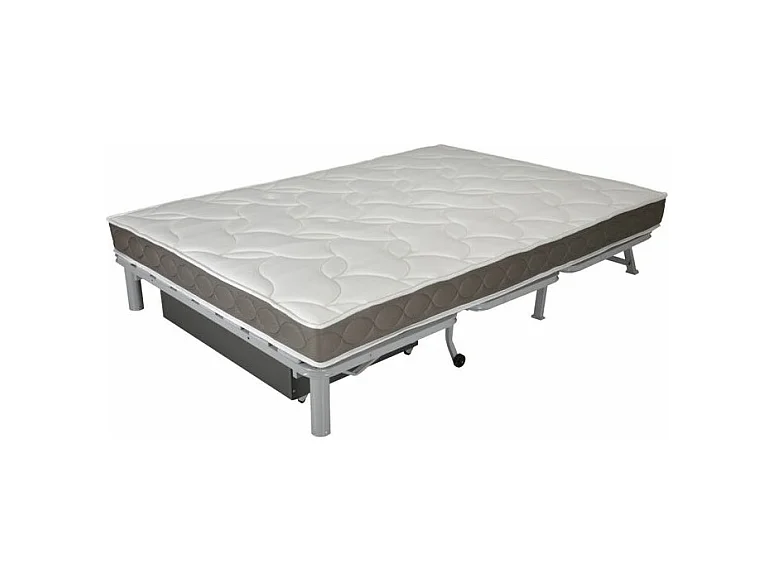 Banquette BZ microfibre matelas Bultex 15cm Master 140x200-Couleur Gris foncé-Coffre de rangement Avec rangement