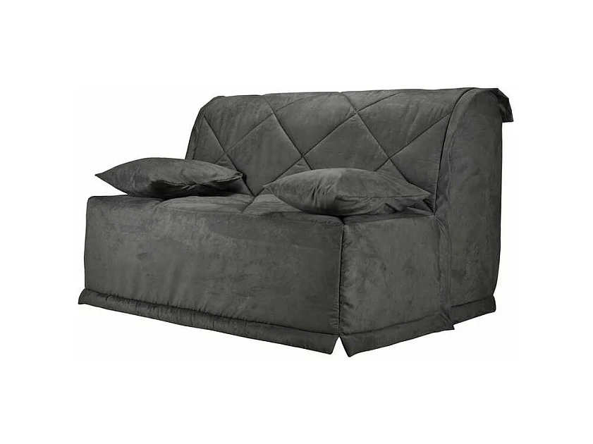 Banquette BZ microfibre matelas Bultex 15cm Master 140x200-Couleur Gris foncé-Coffre de rangement Avec rangement