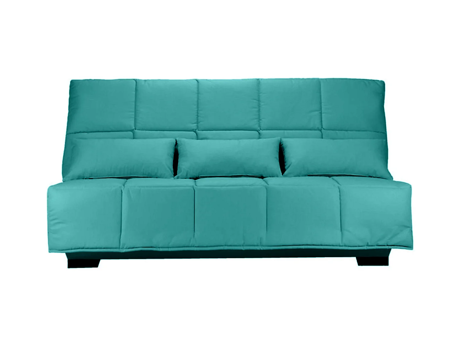 Canapé clic clac tissu avec rangement matelas Starconfort 15cm Lina 193cm-Couleur Bleu cyan