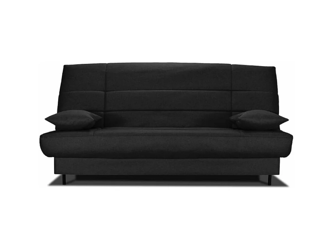 Banquette Clic-clac tissu 130x190 matelas Starflex 13cm avec rangement Folken-Couleur Noir