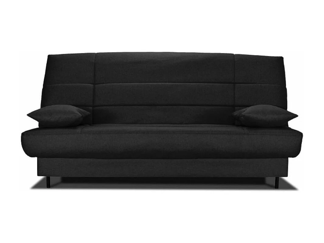 Banquette Clic-clac tissu 130x190 matelas Starflex 13cm avec rangement Folken-Couleur Noir