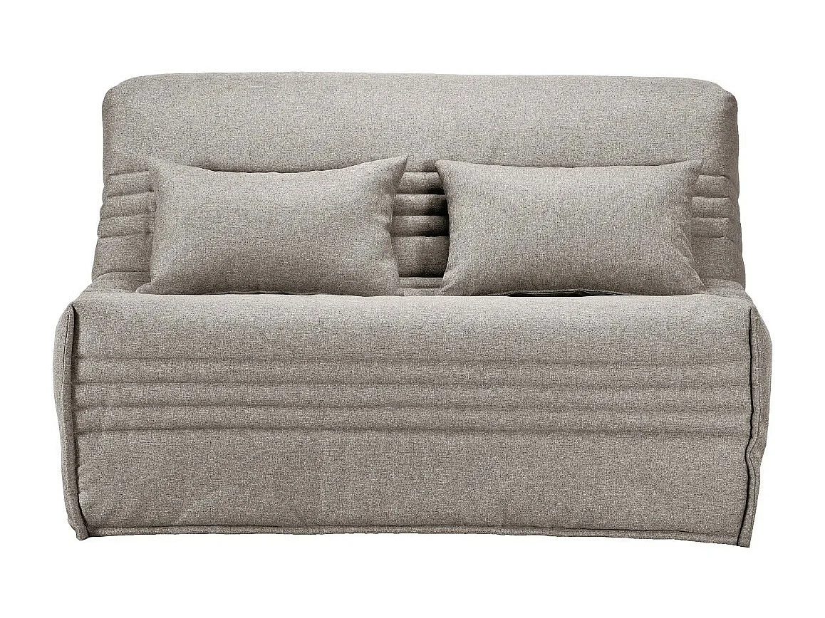Banquette BZ tissu 140x200 matelas Bultex 15cm Celia-Couleur Taupe-Coffre de rangement Avec rangement