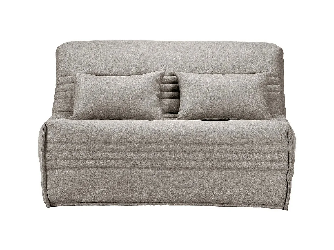 Banquette BZ tissu 140x200 matelas Bultex 15cm Celia-Couleur Taupe-Coffre de rangement Avec rangement