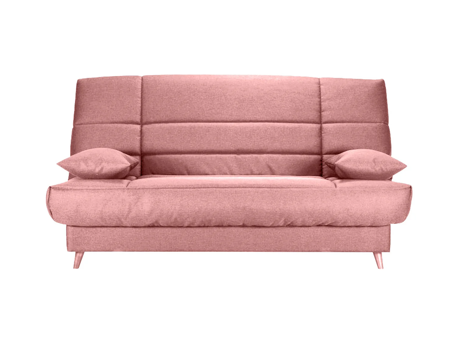 Banquette Clic-clac tissu 130x190 matelas Bultex 14cm avec rangement Boky-Couleur Rose clair