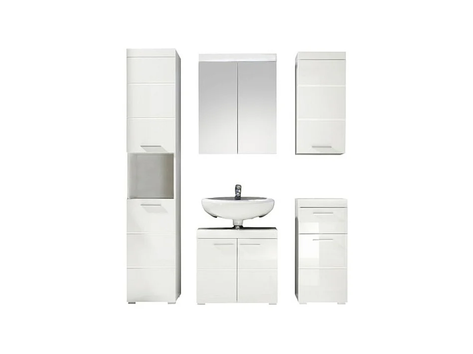 Ensemble meuble de salle de bain 5 pièces laqué blanc Kelia