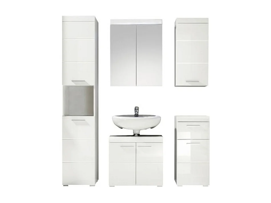 Ensemble meuble de salle de bain 5 pièces laqué blanc Kelia