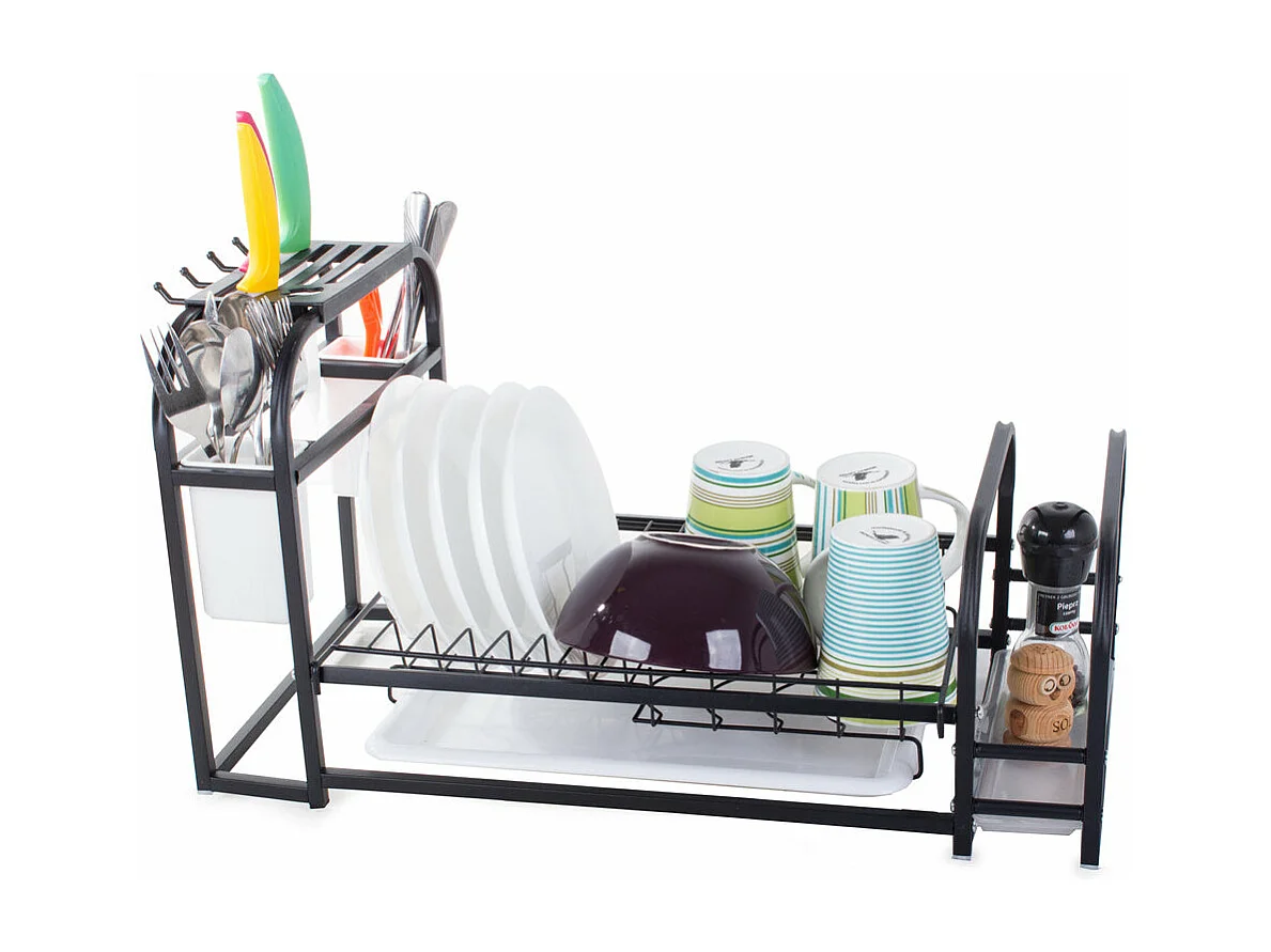 Égouttoir à vaisselle avec support à plateau mezzanine