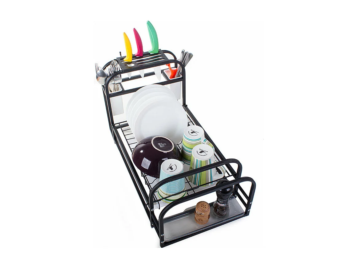 Égouttoir à vaisselle avec support à plateau mezzanine