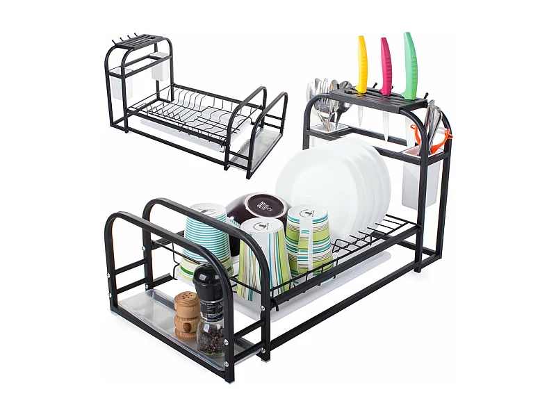 Égouttoir à vaisselle avec support à plateau mezzanine
