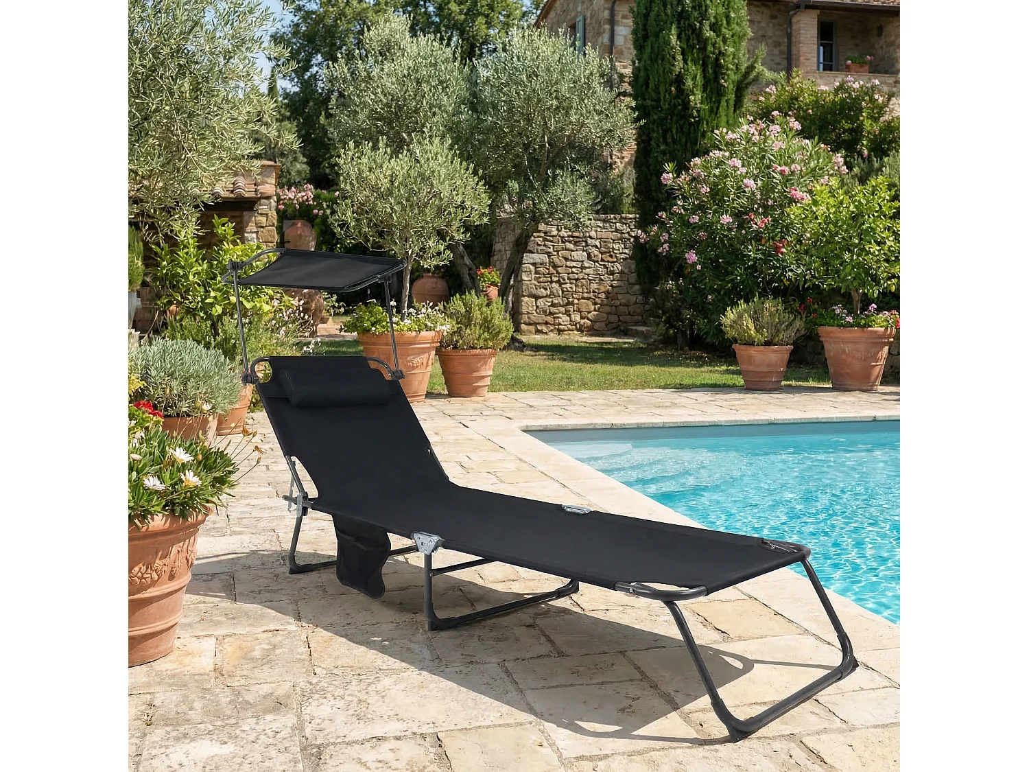 Sun lounger Bindox Black L. 185 x H. 24 x W. 55 cm