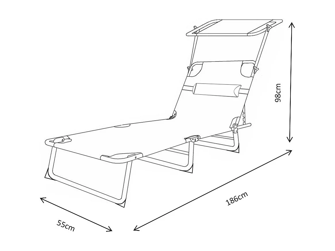 Sun lounger Bindox Red L. 185 x H. 24 x W. 55 cm