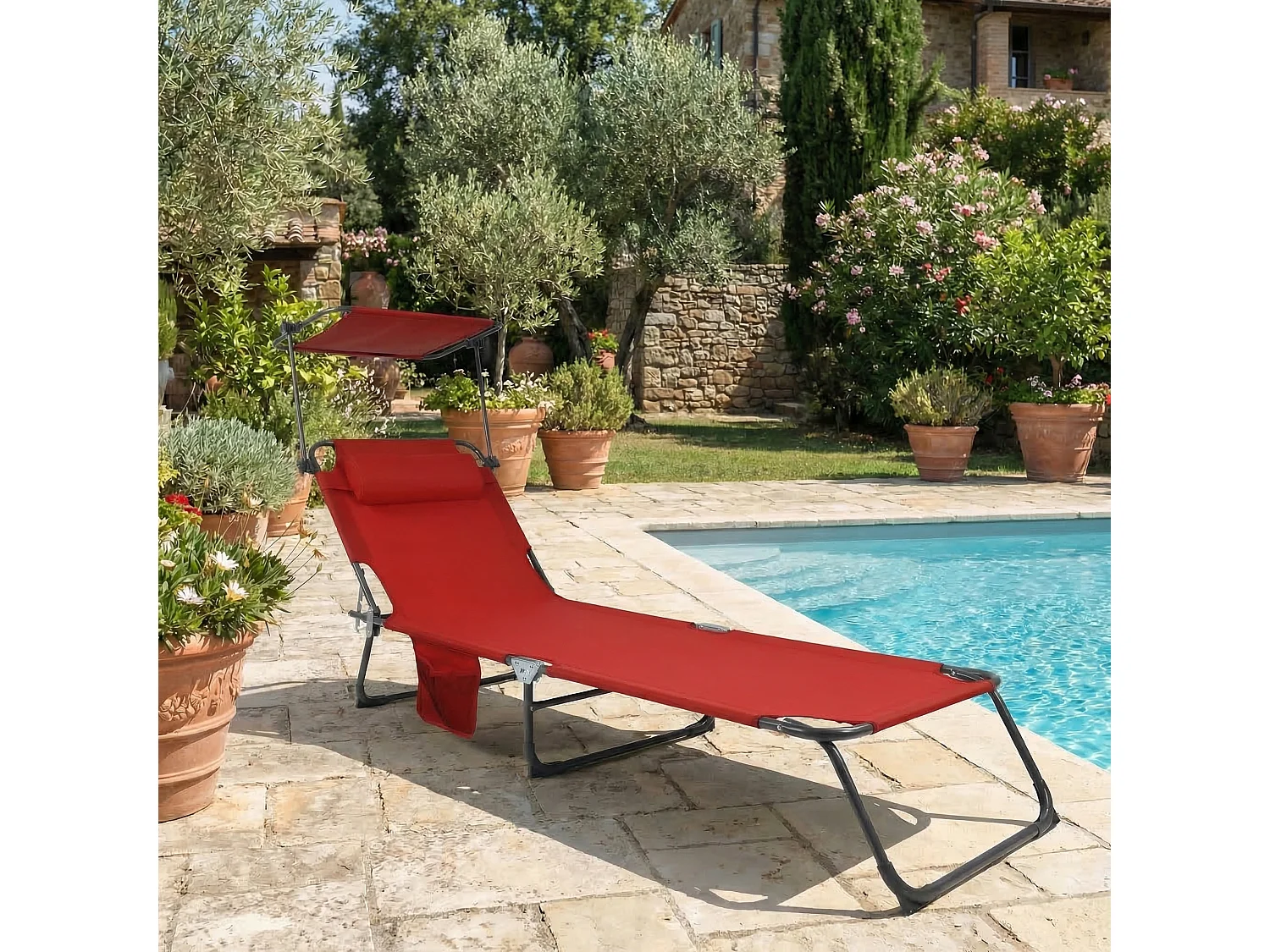 Sun lounger Bindox Red L. 185 x H. 24 x W. 55 cm