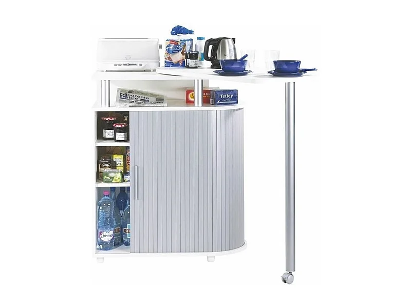 Keukentrolley met witte en grijze draaitafel Nantes