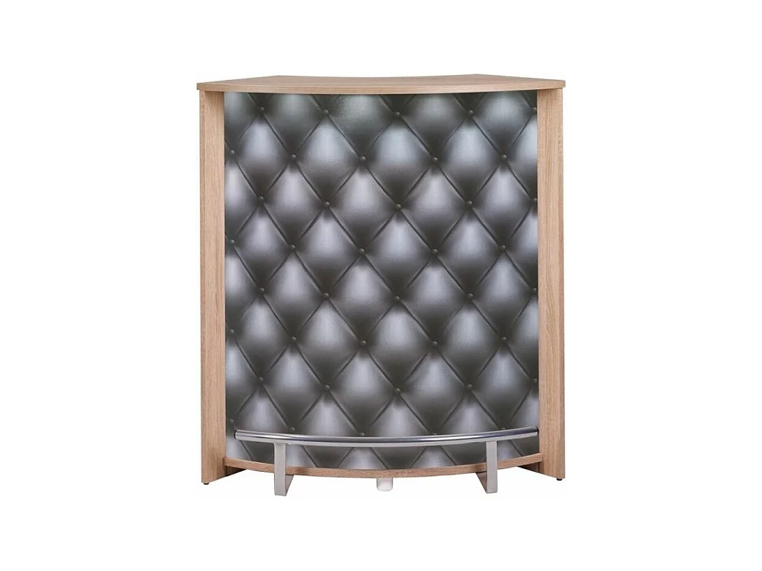 Comptoir de bar naturel et imprimé capiton noir Snack 96cm
