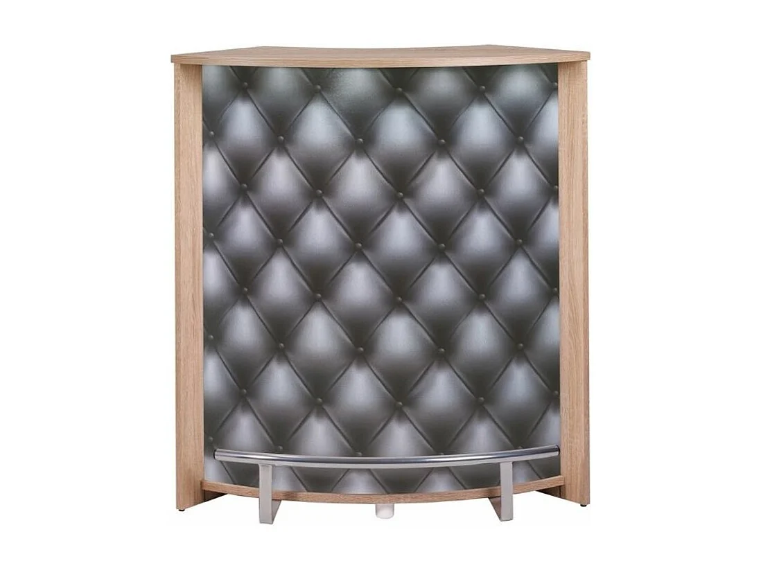 Comptoir de bar naturel et imprimé capiton noir Snack 96cm