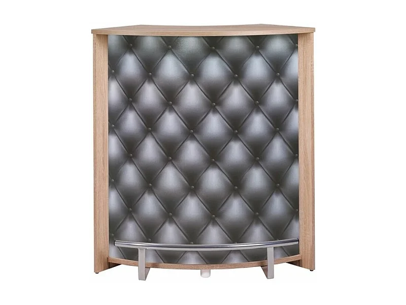 Comptoir de bar naturel et imprimé capiton noir Snack 96cm