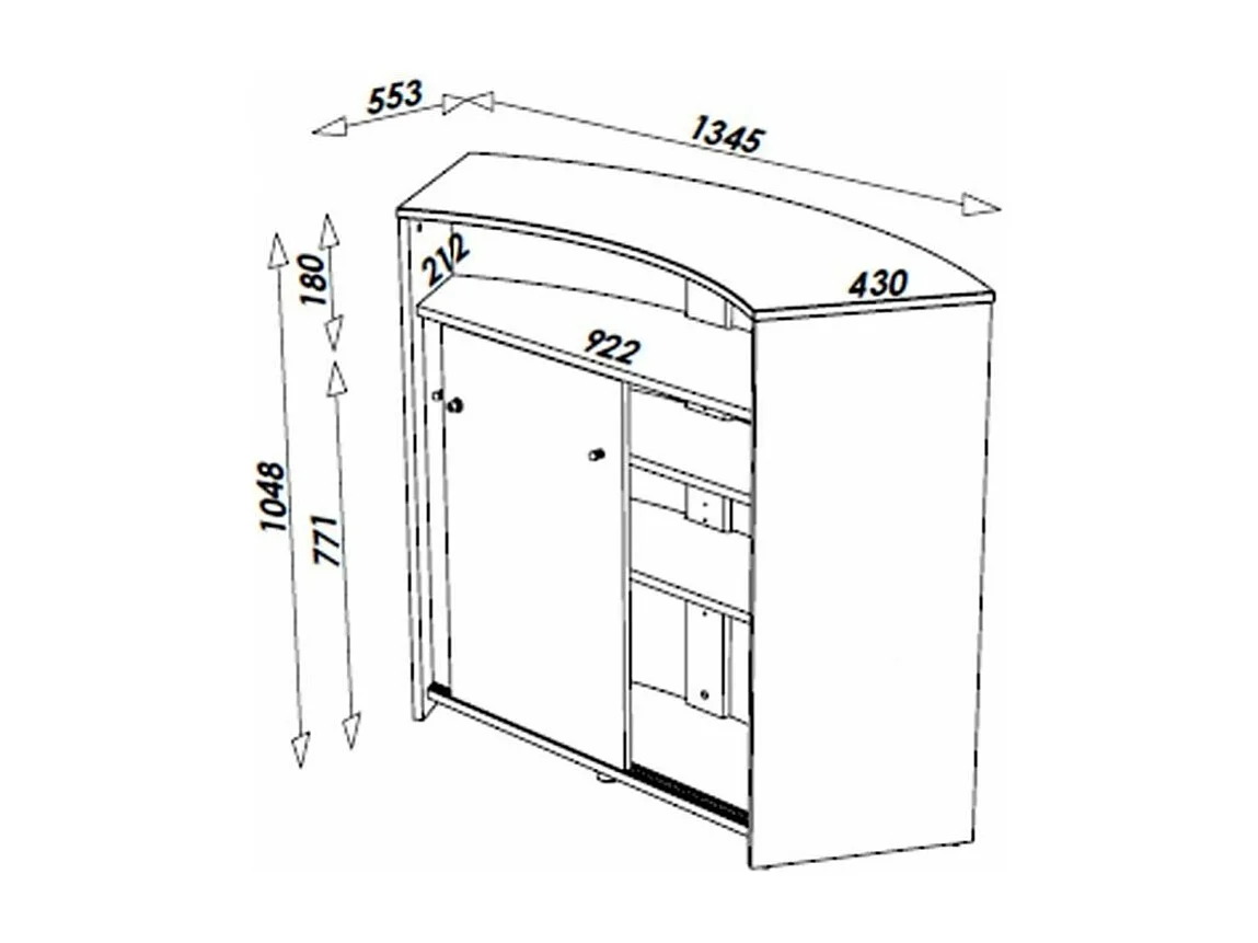 Barbalie met 2 zwarte deuren en steenprint Snack 134 cm