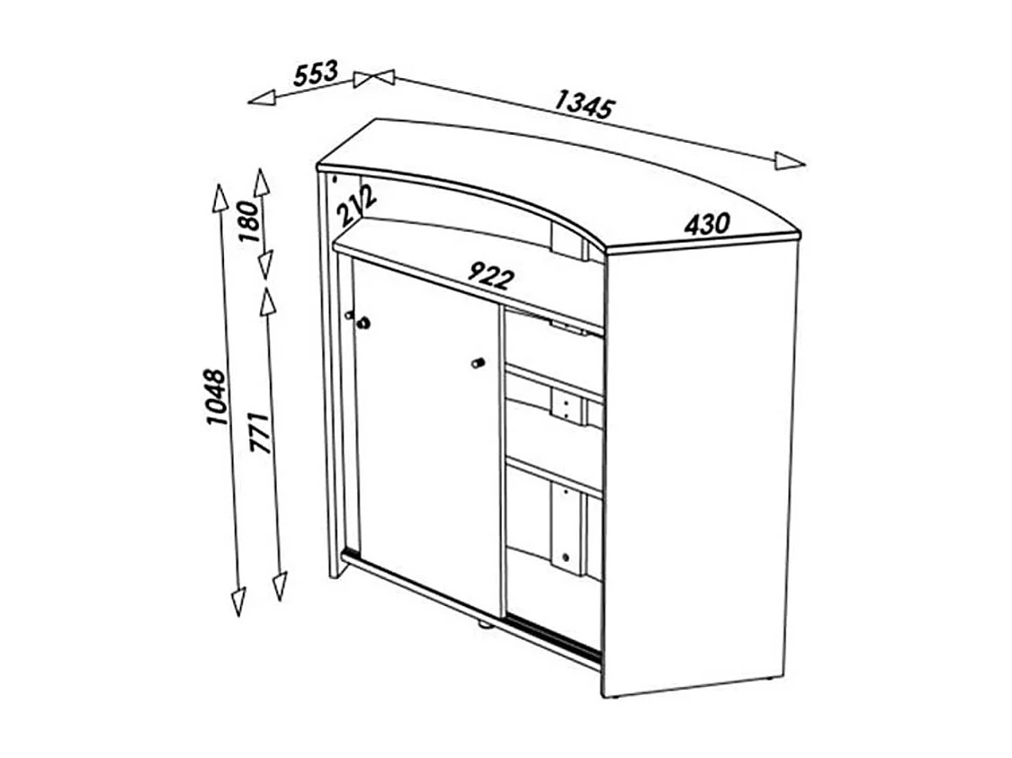 Barbalie met 2 witte en zwarte deuren Snack 134 cm