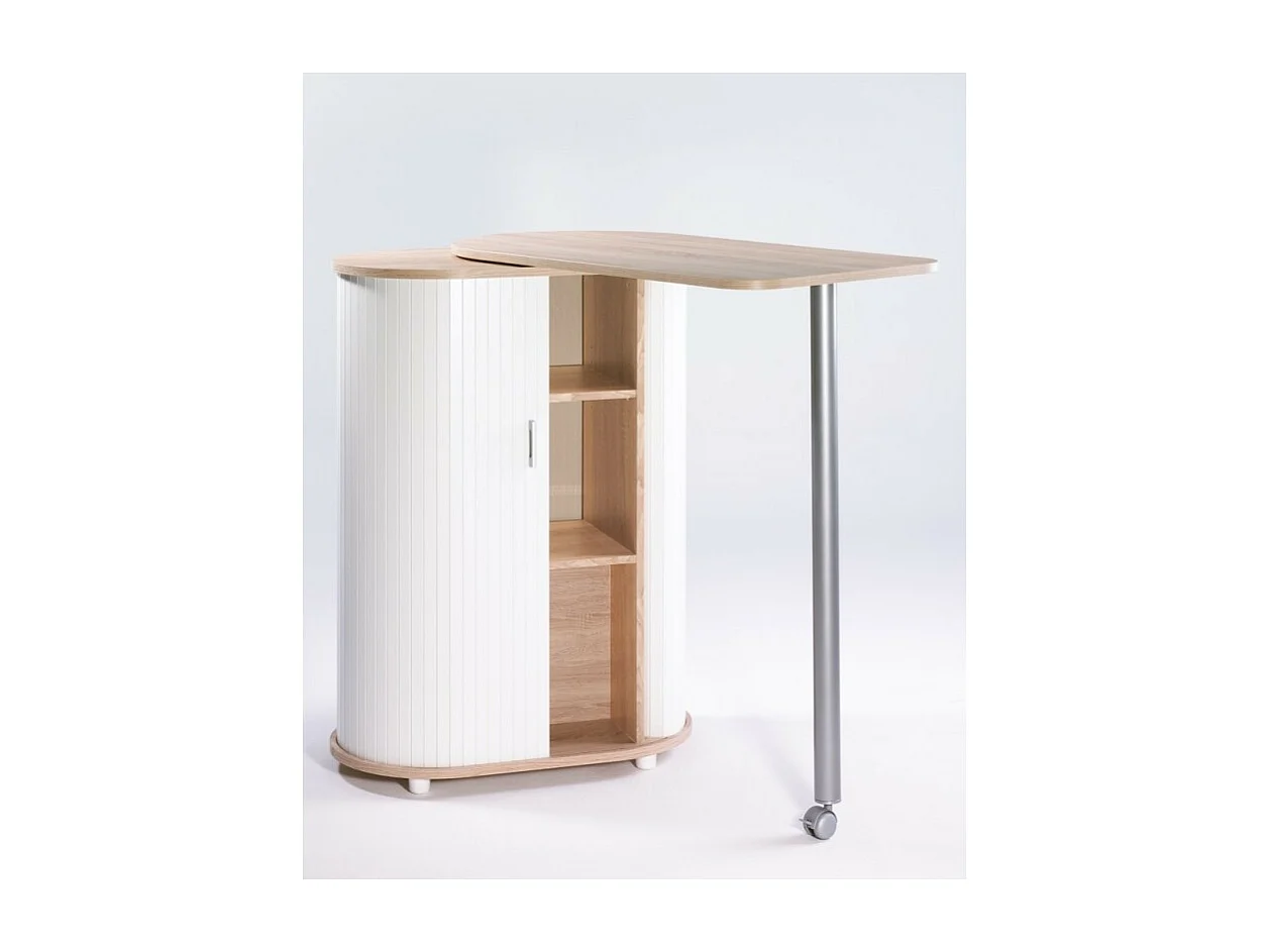 Mange debout et meuble de rangement chêne naturel et blanc Kitchou