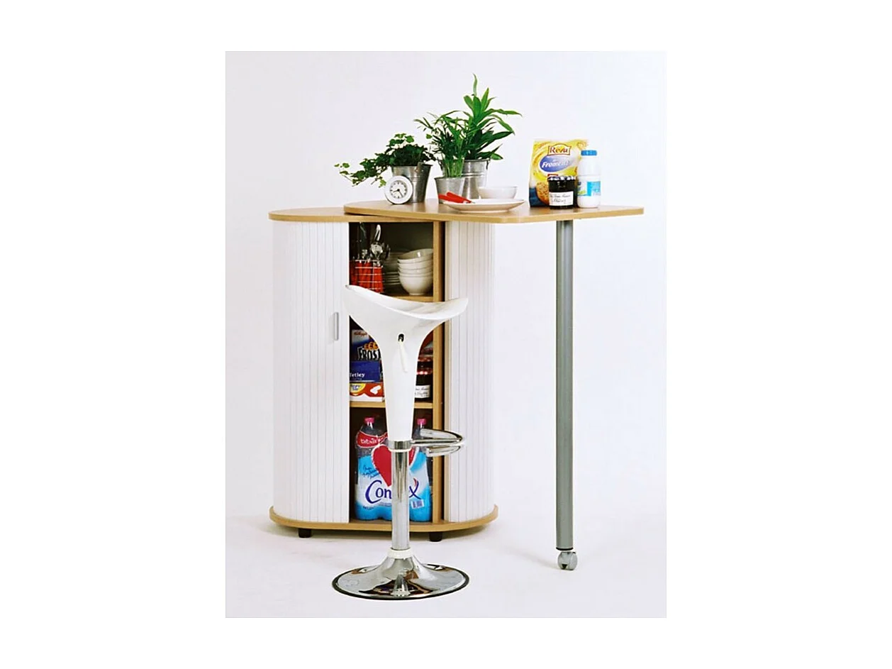 Mange debout et meuble de rangement chêne naturel et blanc Kitchou