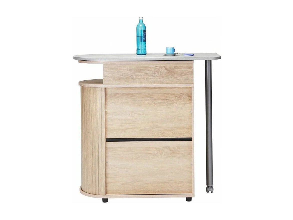 Desserte de cuisine chêne naturel avec table pivotante effet béton Nantes