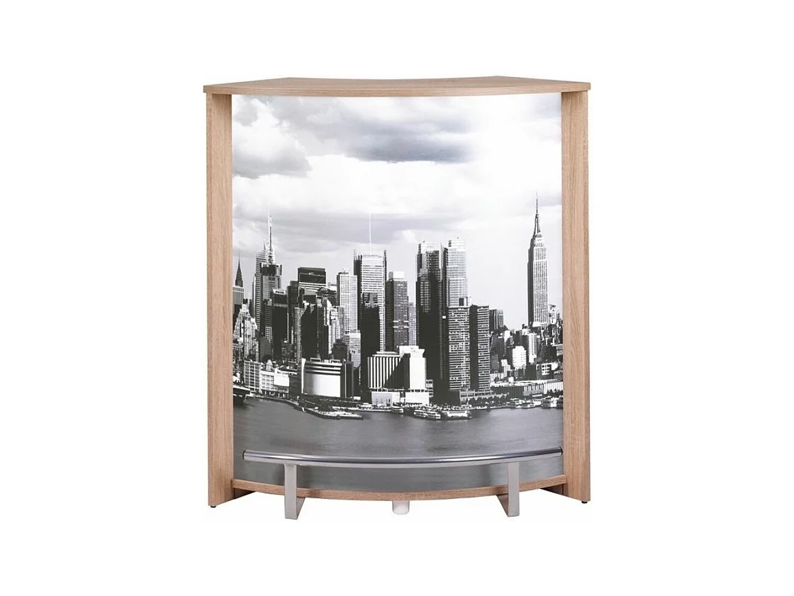 Comptoir de bar bois clair et imprimé Manhattan Snack 96cm
