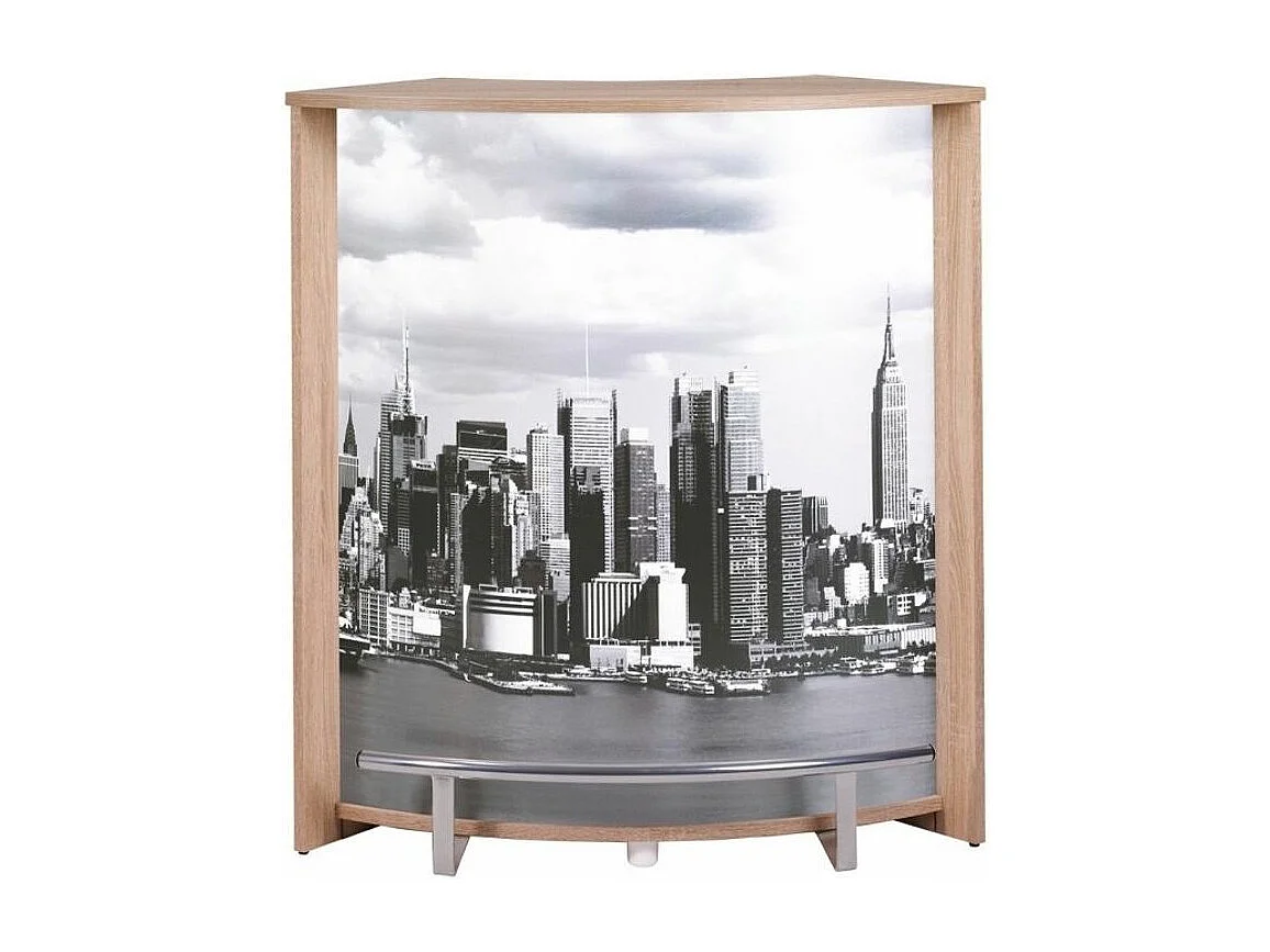 Comptoir de bar bois clair et imprimé Manhattan Snack 96cm