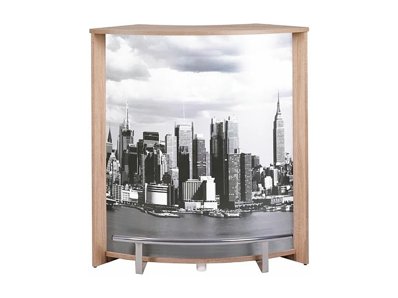 Comptoir de bar bois clair et imprimé Manhattan Snack 96cm
