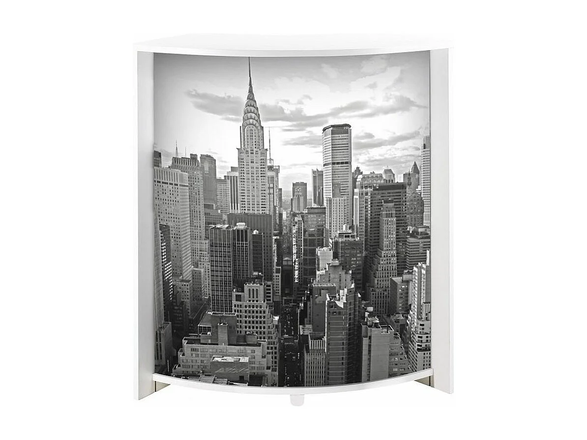 Comptoir de bar blanc et imprimé New York Snack 96cm