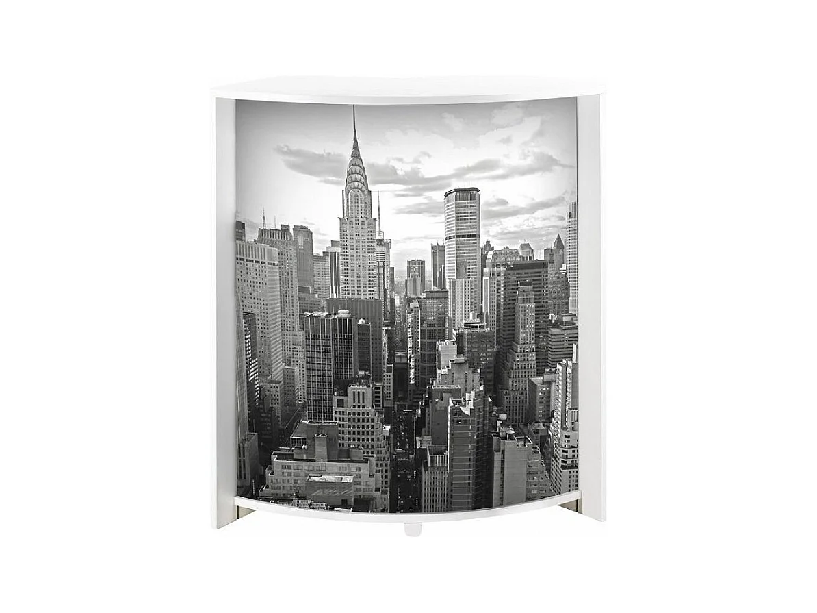 Comptoir de bar blanc et imprimé New York Snack 96cm