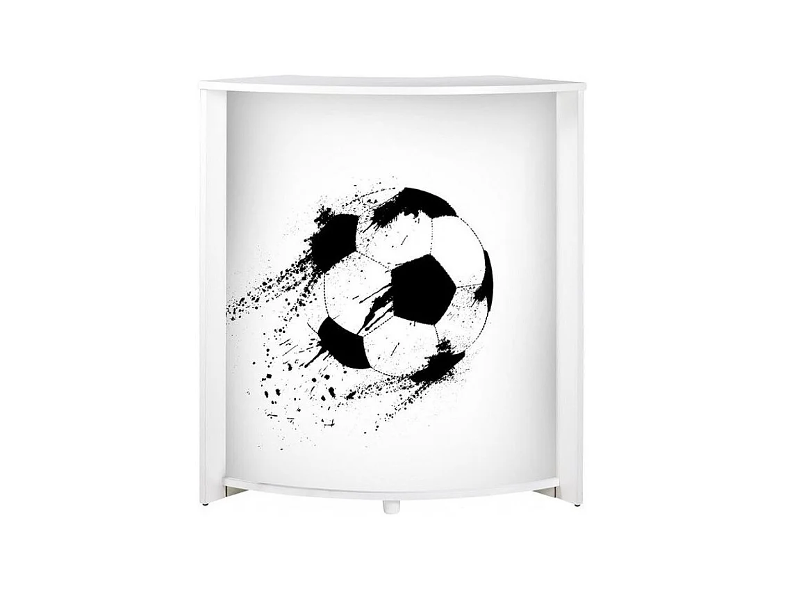 Comptoir de bar blanc et imprimé ballon de foot Snack 96cm