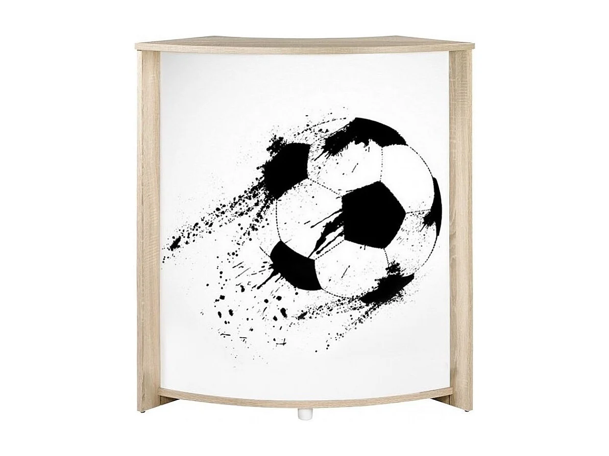 Comptoir de bar bois clair et imprimé ballon de foot Snack 96cm