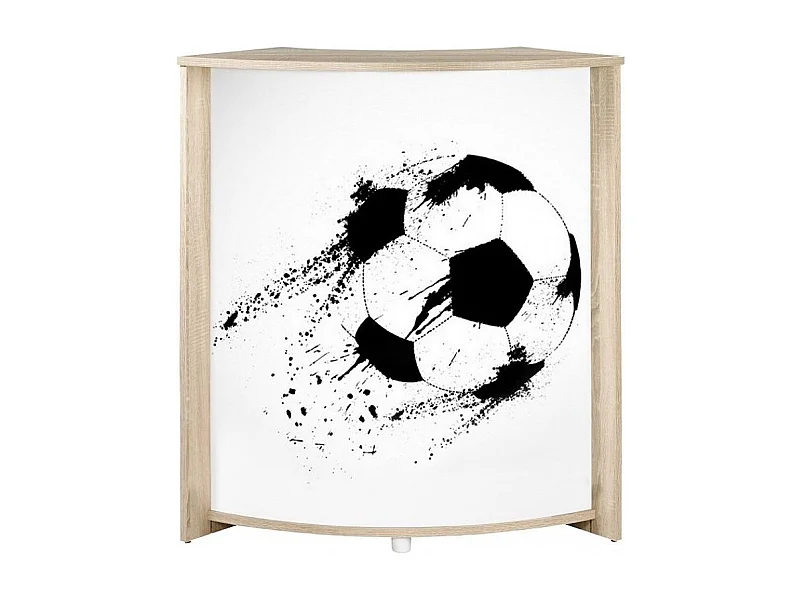 Comptoir de bar bois clair et imprimé ballon de foot Snack 96cm