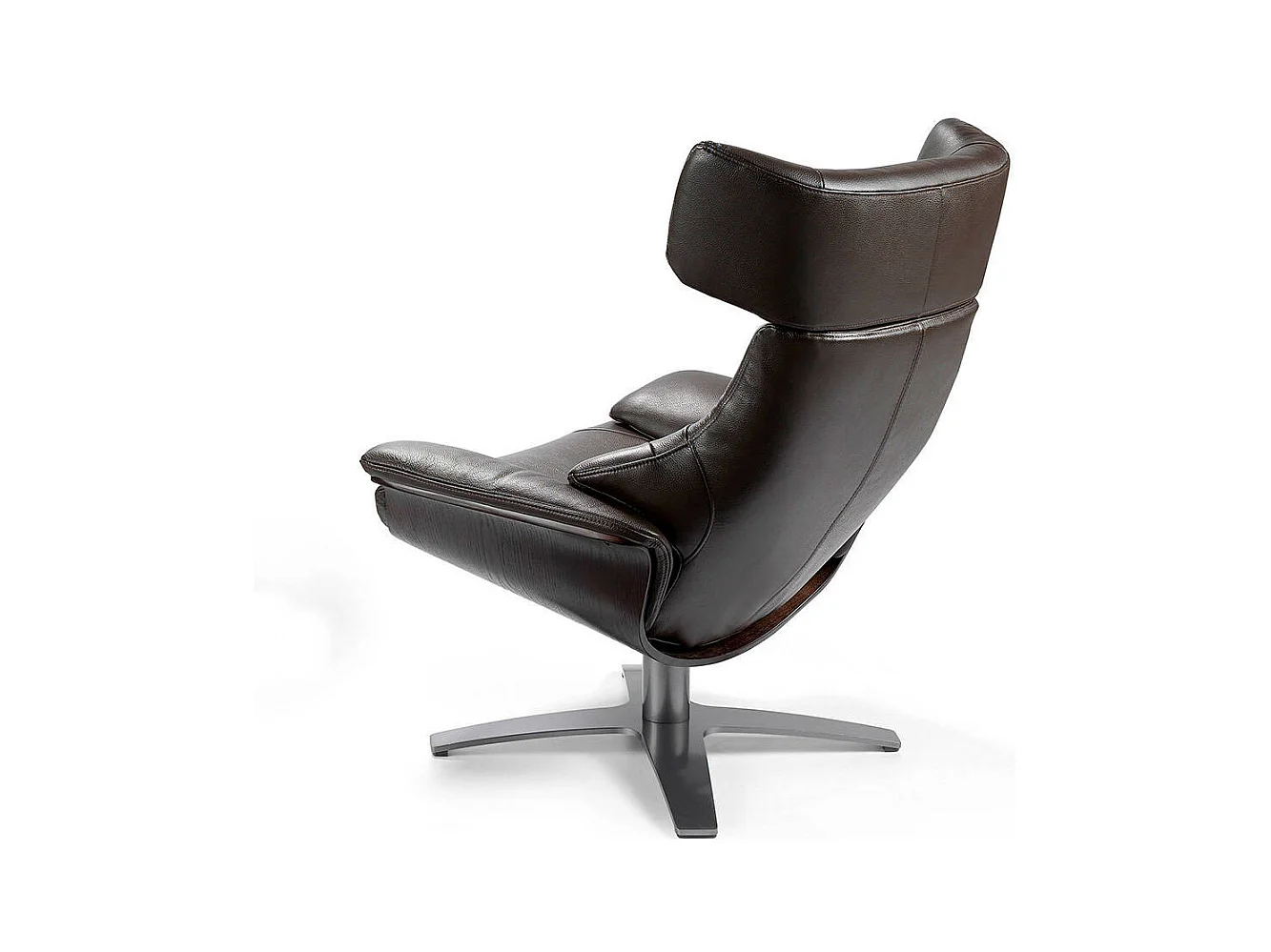 Fauteuil pivotant relax cuir avec mécanisme du dossier rabattable Kora-Couleur Cuir Piel antracita