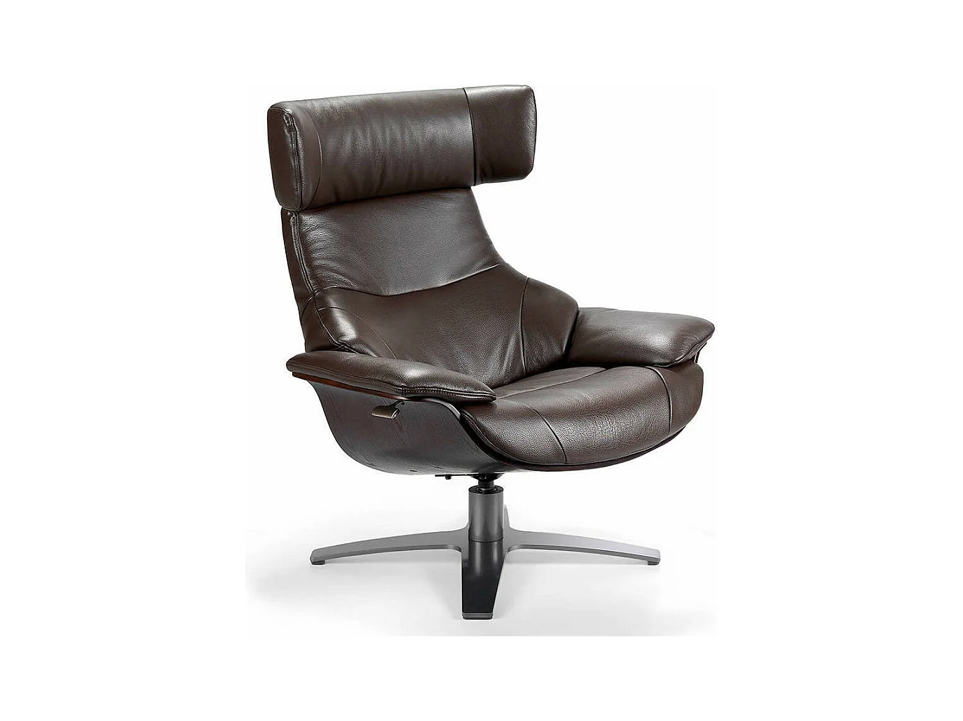 Fauteuil pivotant relax cuir avec mécanisme du dossier rabattable Kora-Couleur Cuir Piel blanc