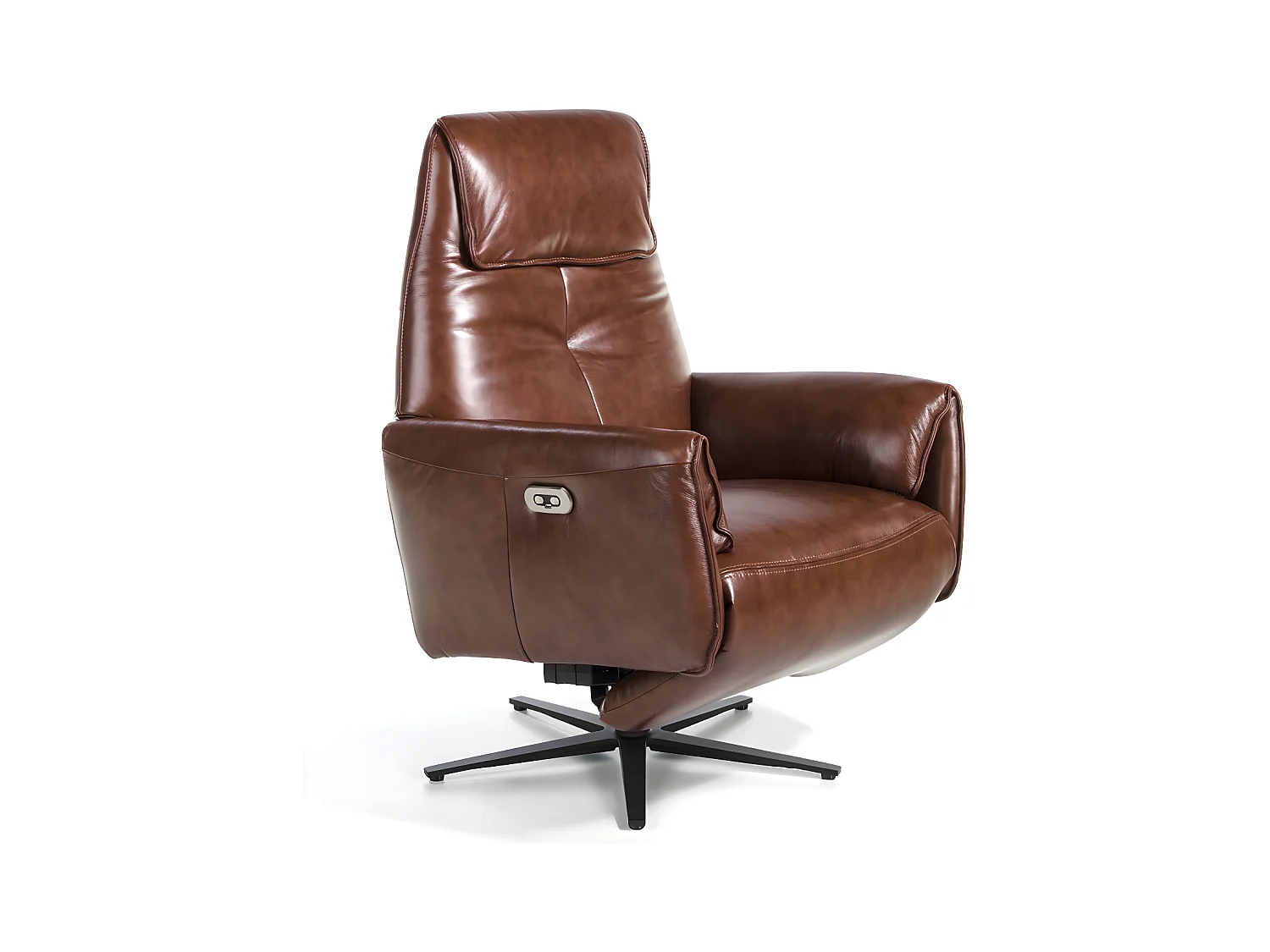Fauteuil relax pivotant cuir marron et pieds en acier Nary-Couleur Aqua 10 Orange