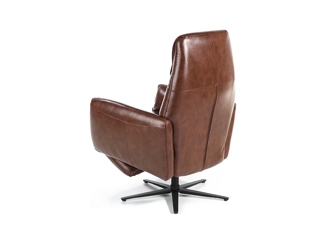 Fauteuil relax pivotant cuir marron et pieds en acier Nary-Couleur Aqua 23 Chocolat
