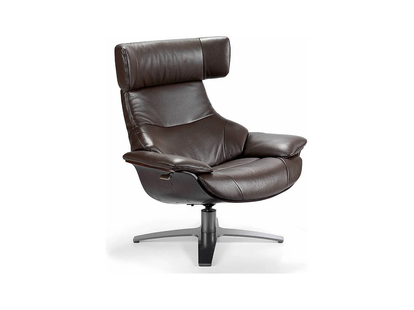 Fauteuil pivotant relax cuir avec mécanisme du dossier rabattable Kora-Couleur Cuir Piel perla