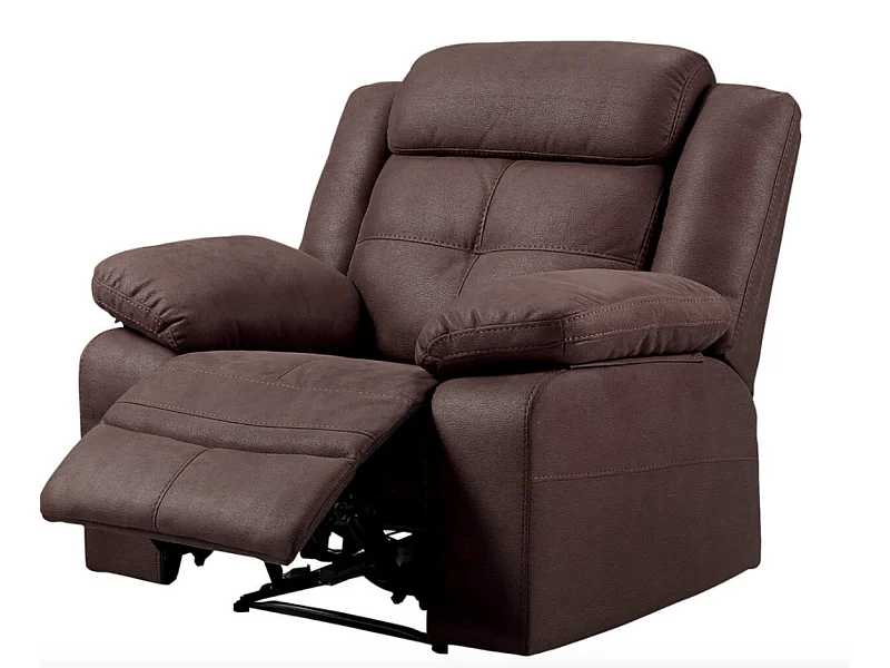 Fauteuil de relaxation manuel nubuck chocolat Pinya