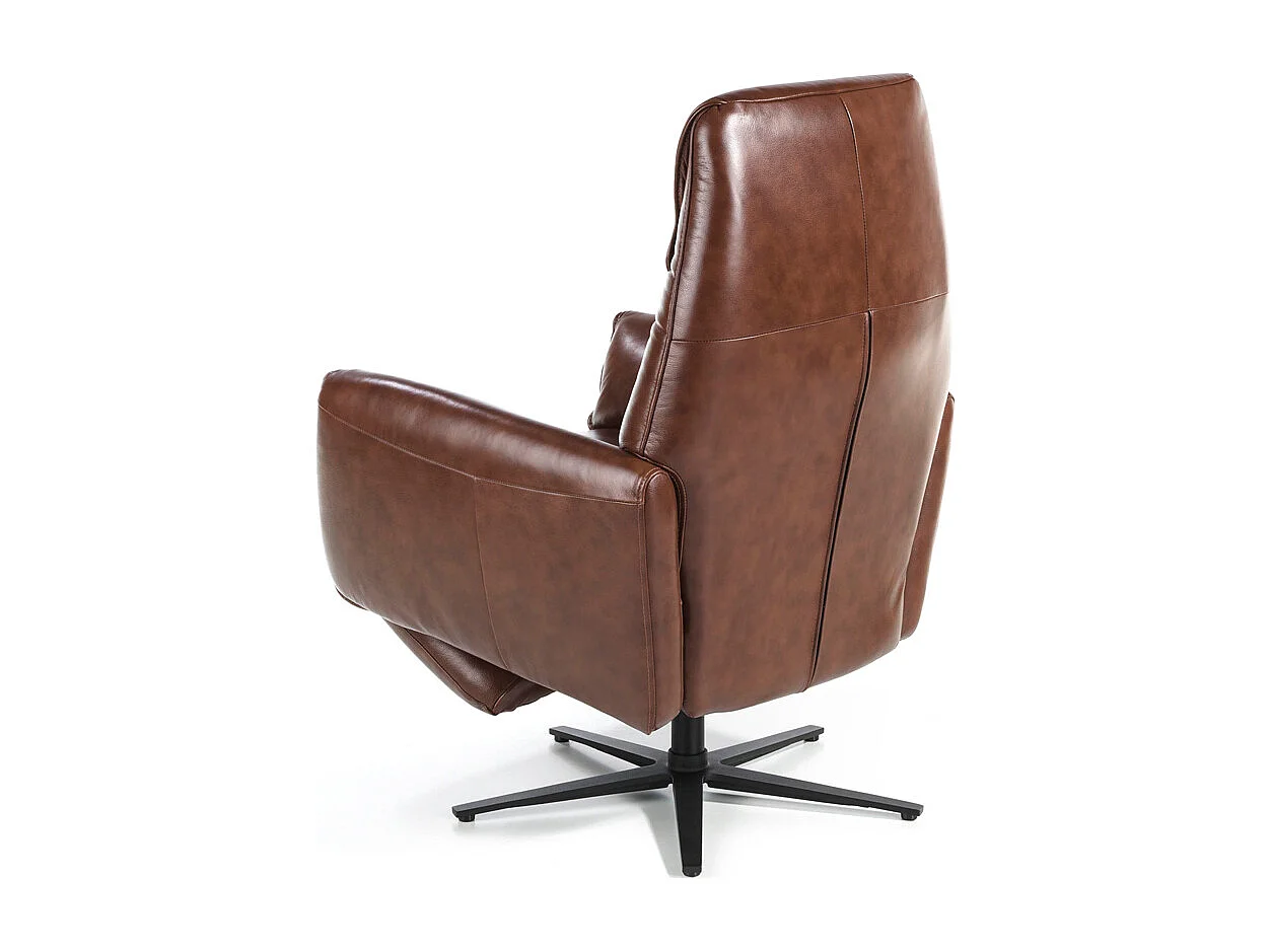 Nary bruin leren draaibare relaxfauteuil en stalen poten-Kleur Aqua 02 Crème