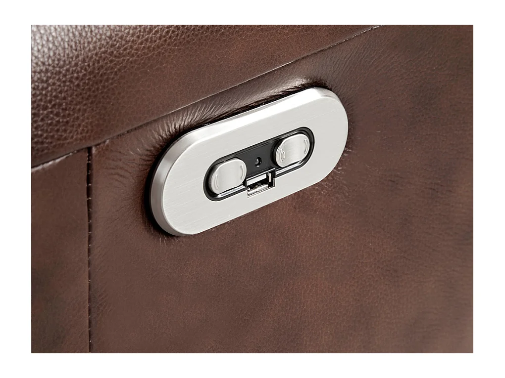 Fauteuil relax pivotant cuir marron et pieds en acier Nary-Couleur Aqua 61 Bleu clair