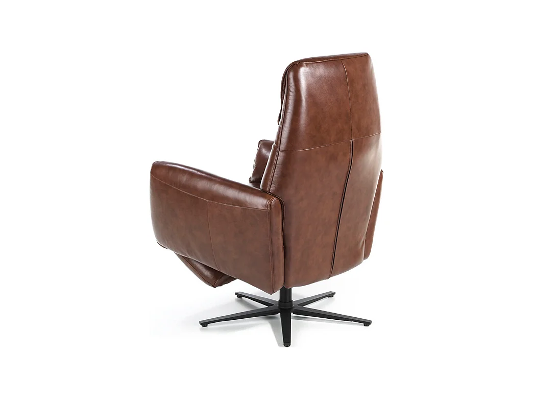 Nary bruin leren draaibare relaxfauteuil en stalen poten-Kleur Aqua 72 Donkergrijs